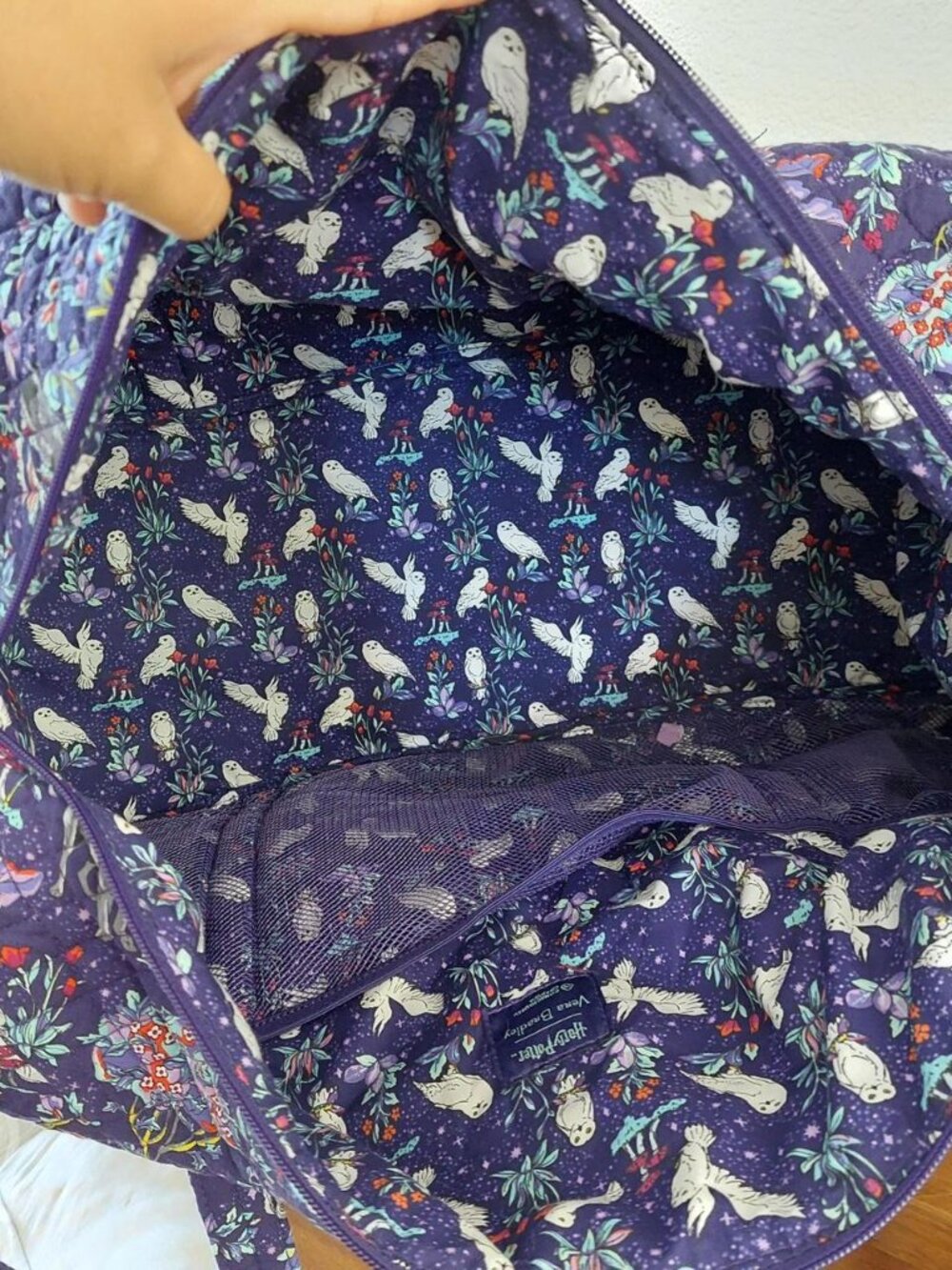 Vera Bradley Harry Potter forbidden forest Duffle Bag with white birds, trees, a - Picture 6 of 10